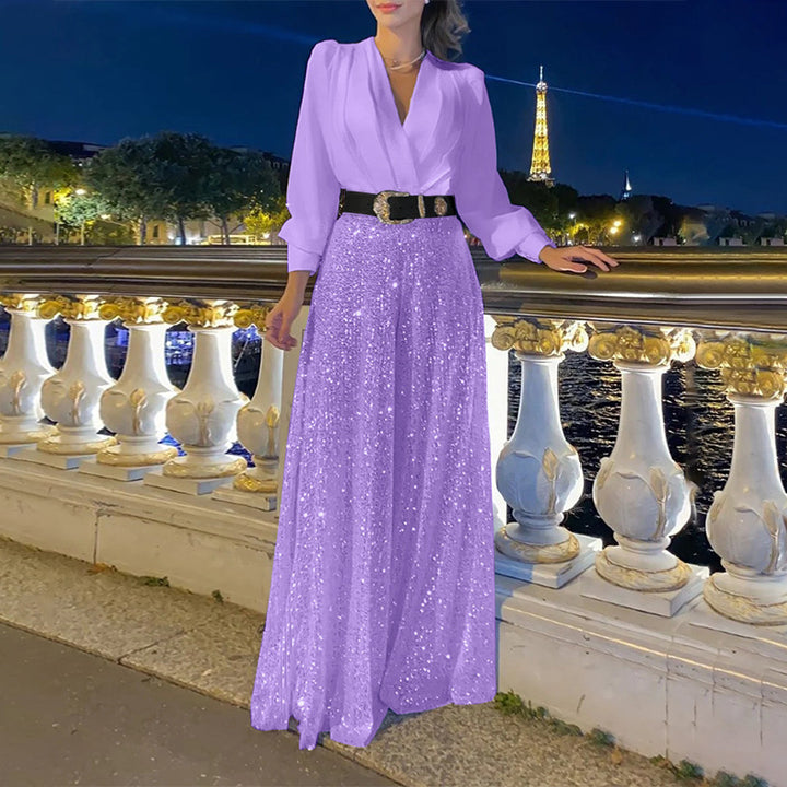 Damen Funkelndes Abendkleid mit elegantem Oberteil und glitzerndem Rock Drune