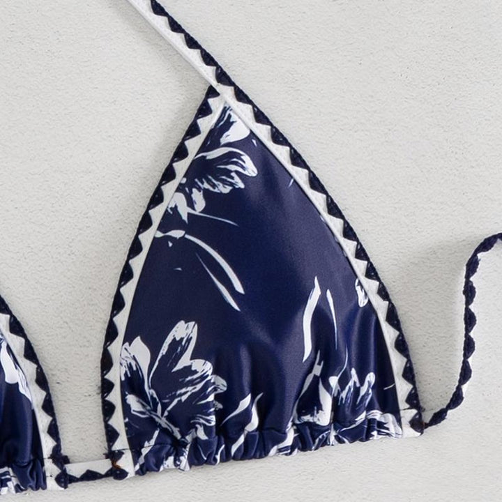 Damen Triangel-Bikini mit floralem Design und verstellbaren Trägern Drune
