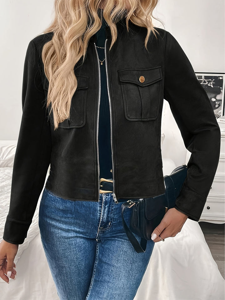 Damen Modische Kurzjacke aus Wildleder