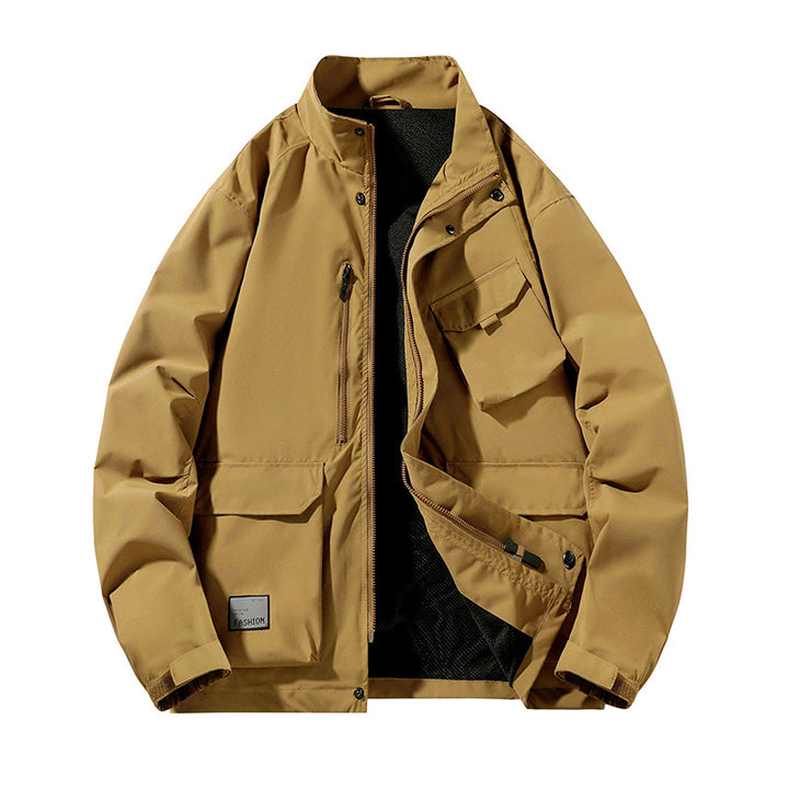 Herren Leichte Utility-Fieldjacke mit Stehkragen, Mehrfach-Taschen und atmungsaktivem Meshfutter Drune