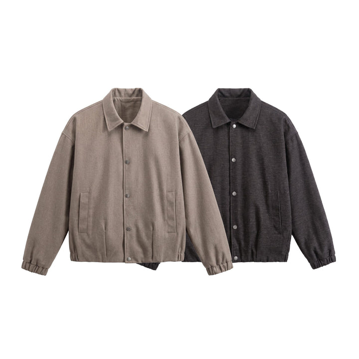 Herren Kurz geschnittener Wollmix‑Blouson mit verdeckter Druckknopfblende Drune