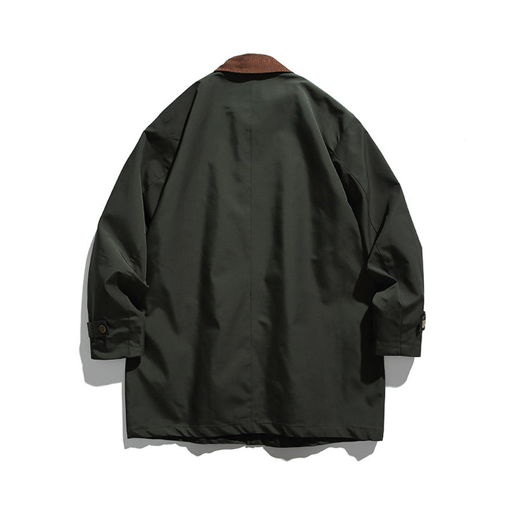 Herren Wachsbeschichteter Outdoor-Mantel mit Cordkragen Drune