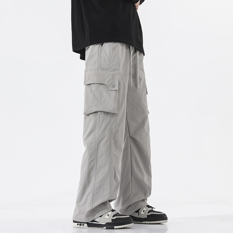 Herren Weite Twill-Cargohose mit Kordelbund und großen Patten-Taschen Drune