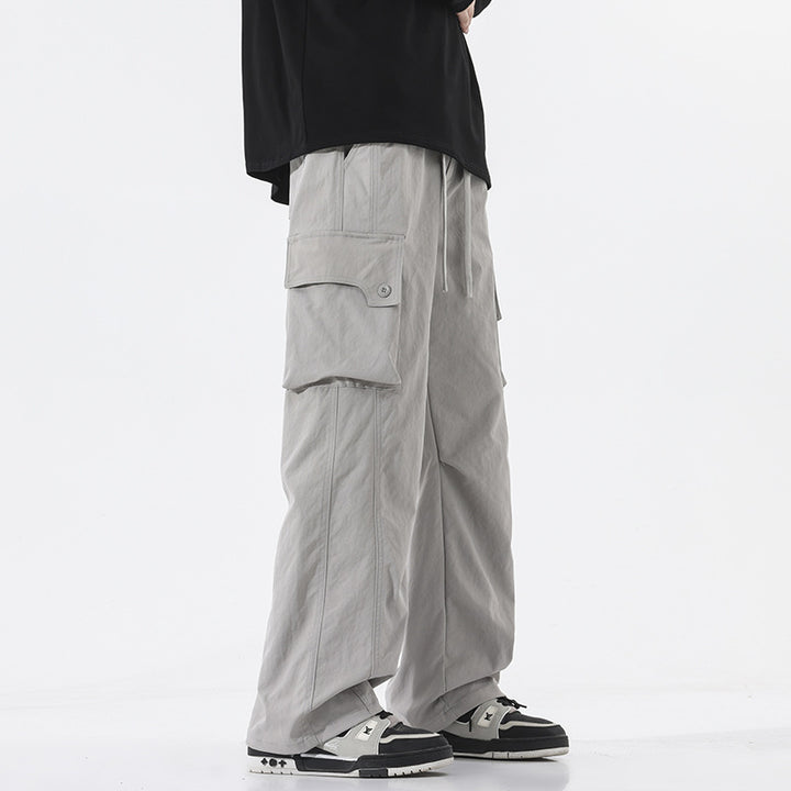Herren Weite Twill-Cargohose mit Kordelbund und großen Patten-Taschen Drune