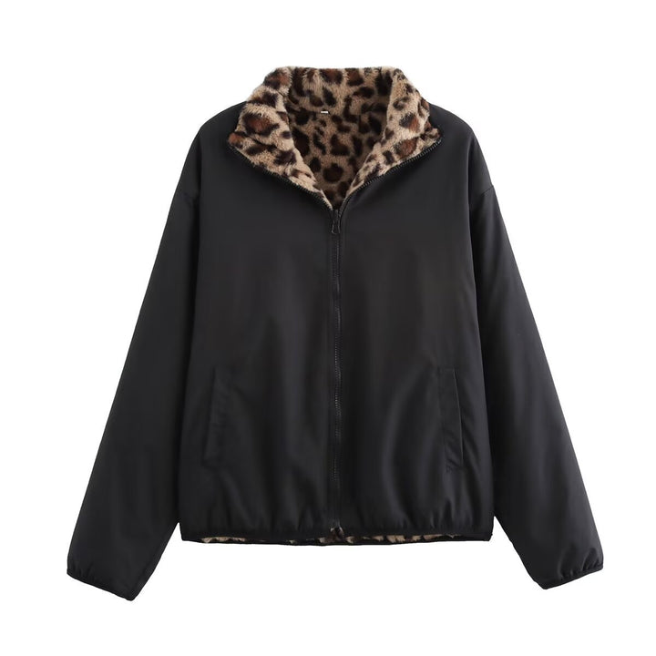 Damen Kurze Boxy-Jacke mit gefüttertem Kunstfellkragen und elastischem Saum Drune