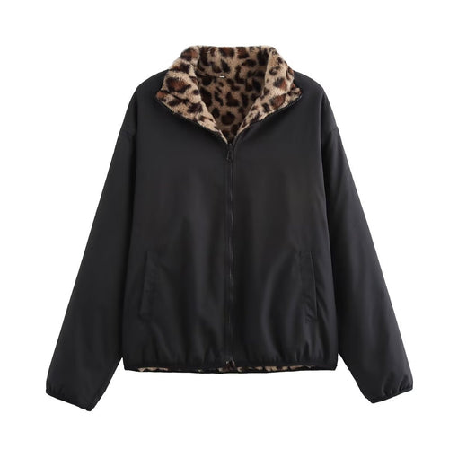 Damen Kurze Boxy-Jacke mit gefüttertem Kunstfellkragen und elastischem Saum Drune