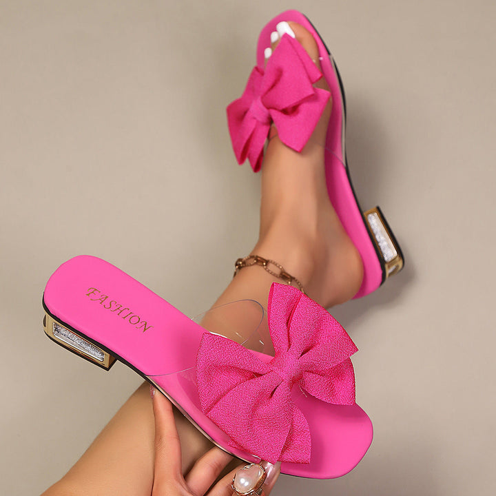 Damen Glamouröse Zehentrenner-Sandalen mit funkelndem Schleifendesign Drune