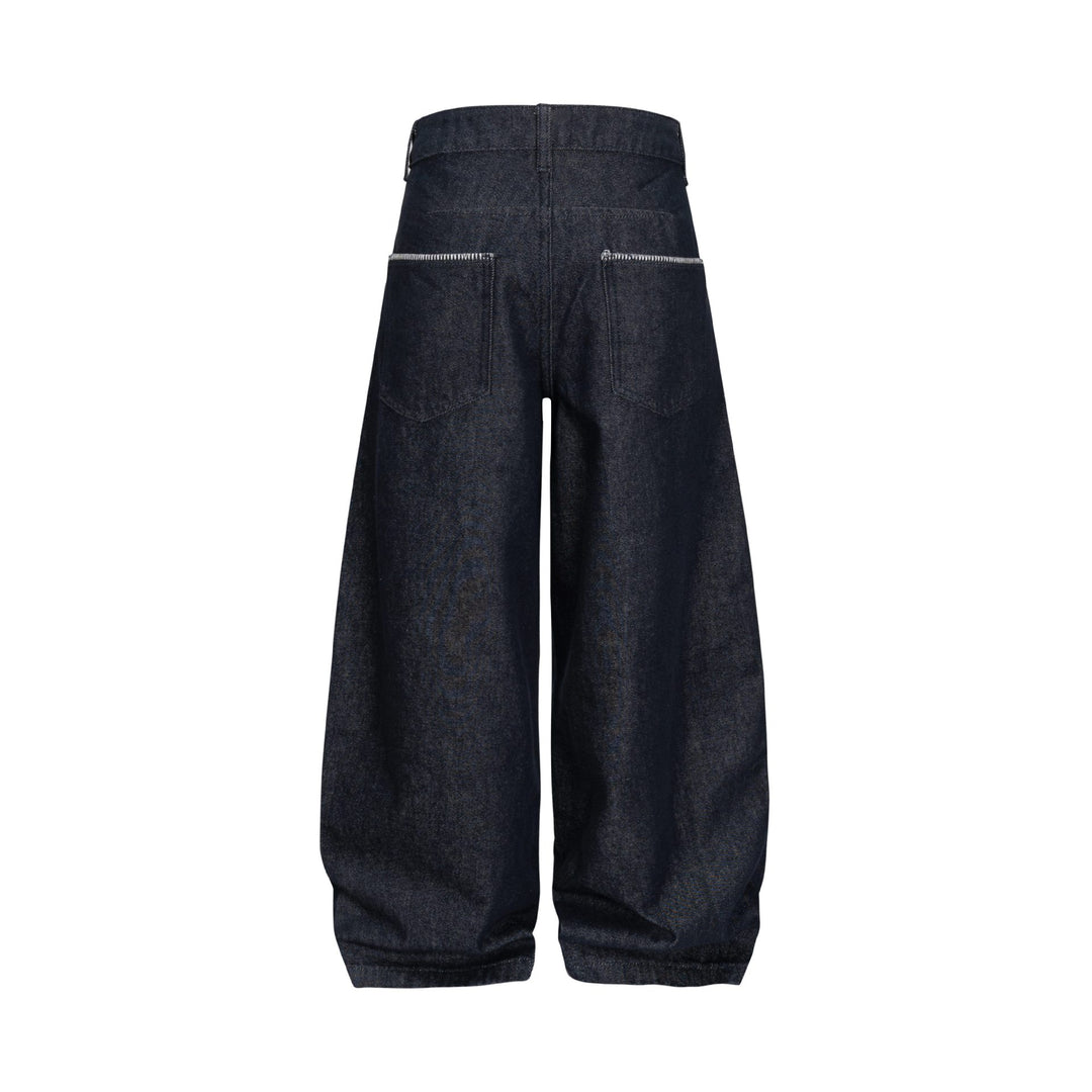 Damen Weite Denim-Hose im Culotte-Style mit hohem Bund und elastischem Saum Drune