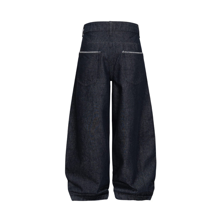 Damen Weite Denim-Hose im Culotte-Style mit hohem Bund und elastischem Saum Drune