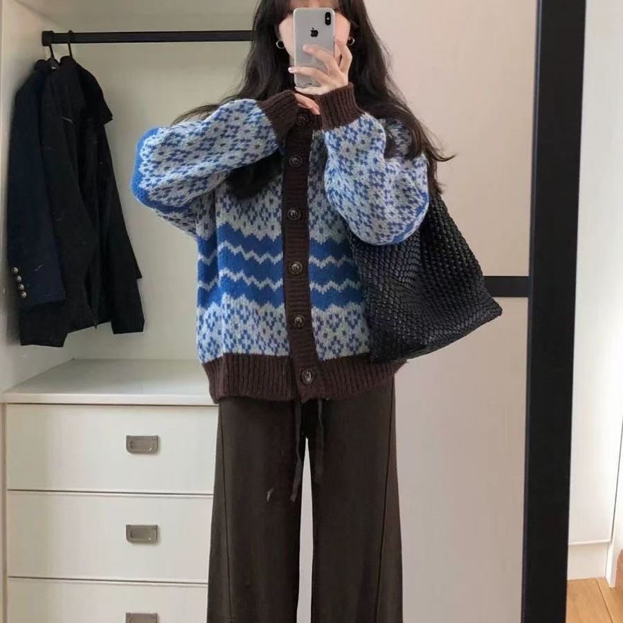 Damen modische Strickjacke im Norweger-Stil Drune