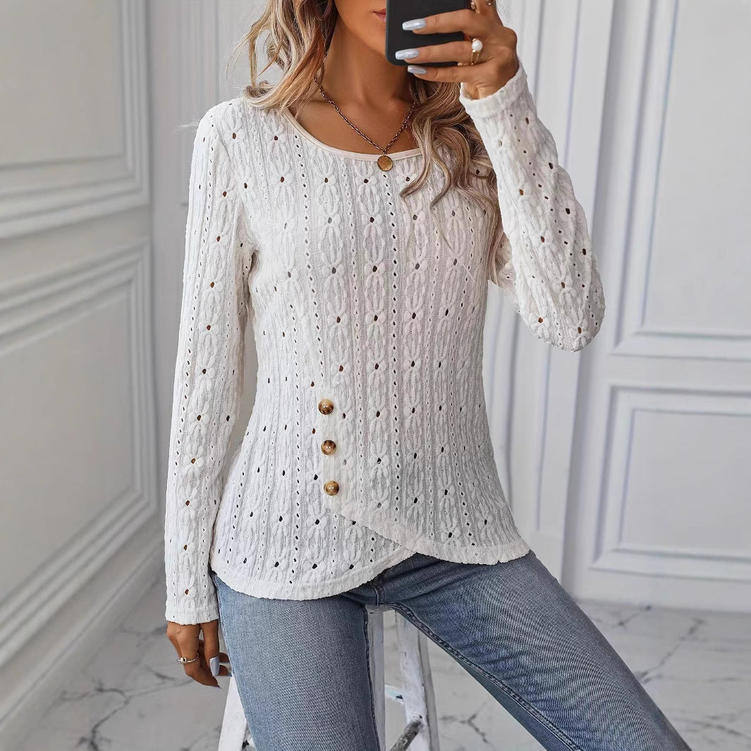 Drune | Langarm Strickjacquard Knopfoberteil
