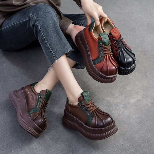 Damen Chunky Plateau-Sneaker aus hochwertigem Leder mit raffinierten Details Drune