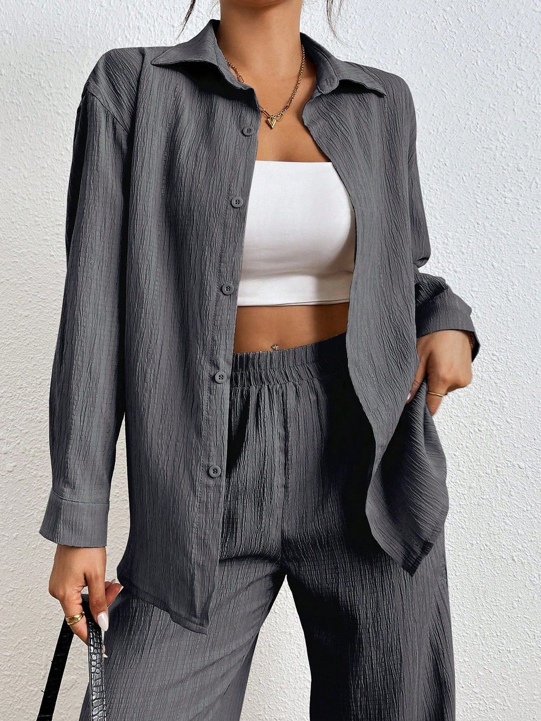 Damen Leichtes und luftiges Zweiteiler-Set mit strukturiertem Design Drune