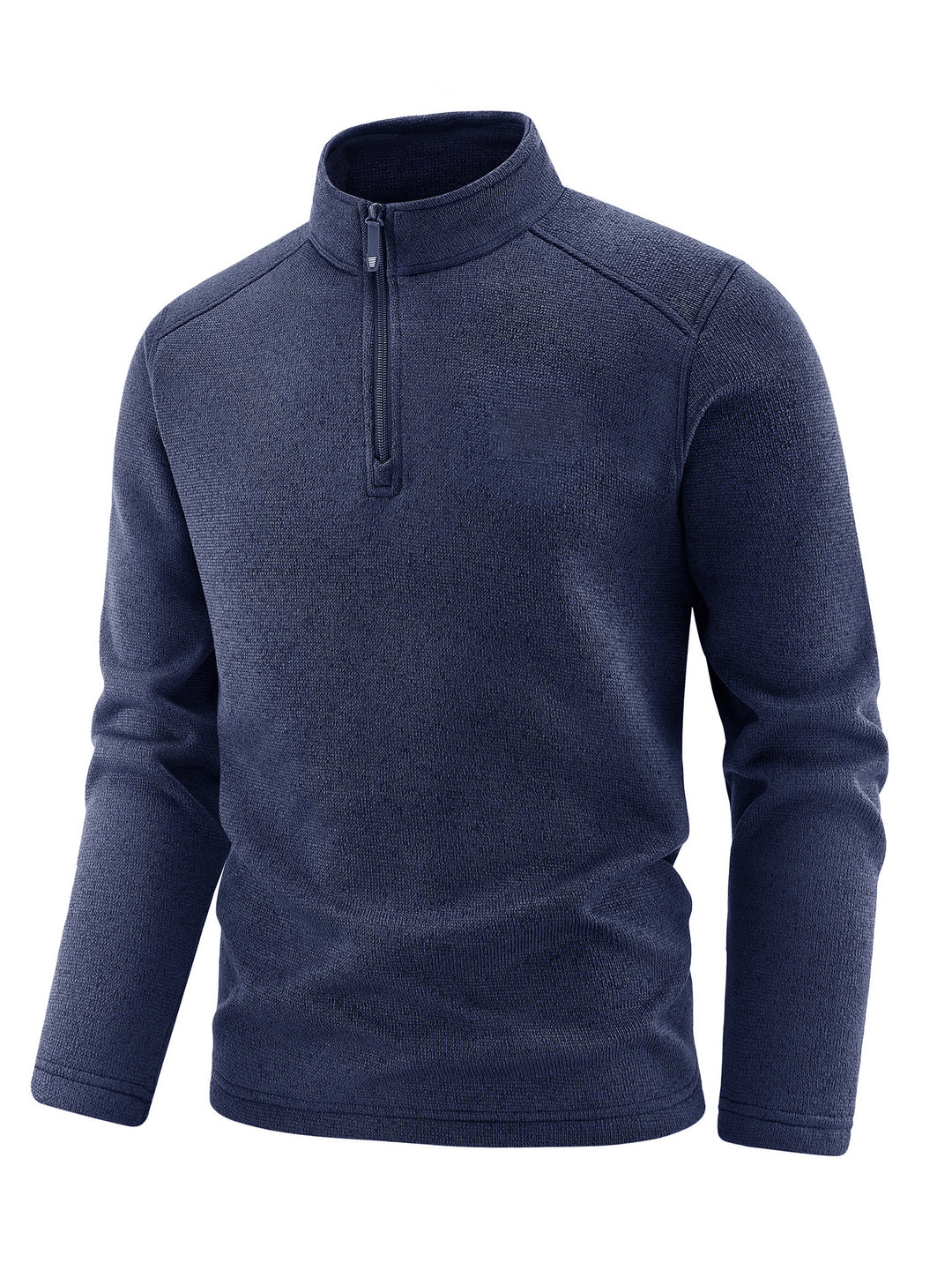 Herren Thermischer Strick-Fleecepullover mit halbem Reißverschluss und Stehkragen Drune