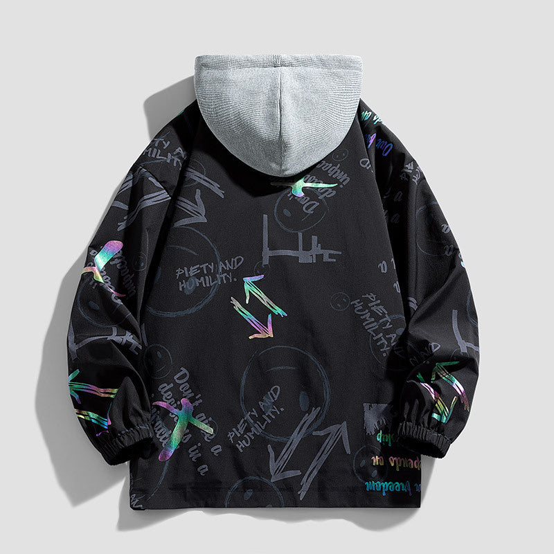 Damen Modische Kapuzenjacke mit grafischem Design Drune