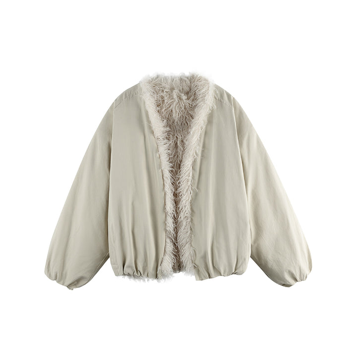 Damen Kurzblouson im Oversize‑Cut mit voluminösem Teddyfutter und elastischem Saum Drune