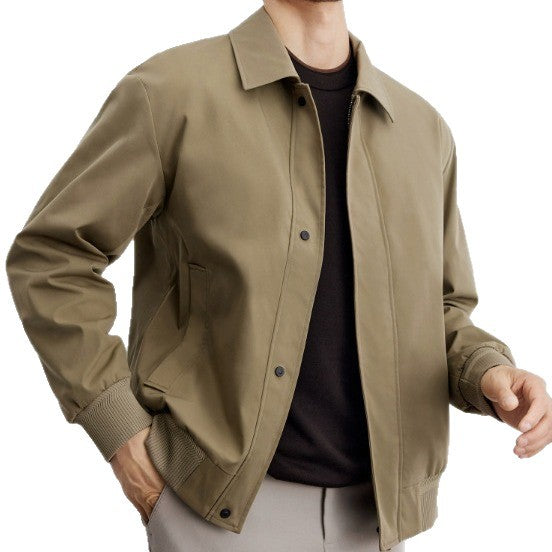 Herren klassische Harringtonjacke mit Rippsaum und verdecktem Reißverschluss Drune