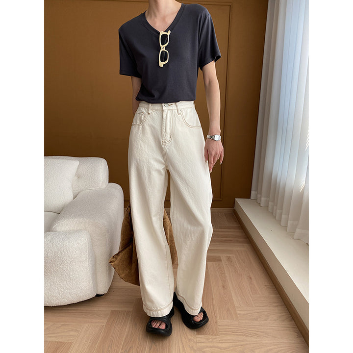 Damen weite High-Waist Jeans mit elegantem Schnitt und nachhaltigem Material Drune