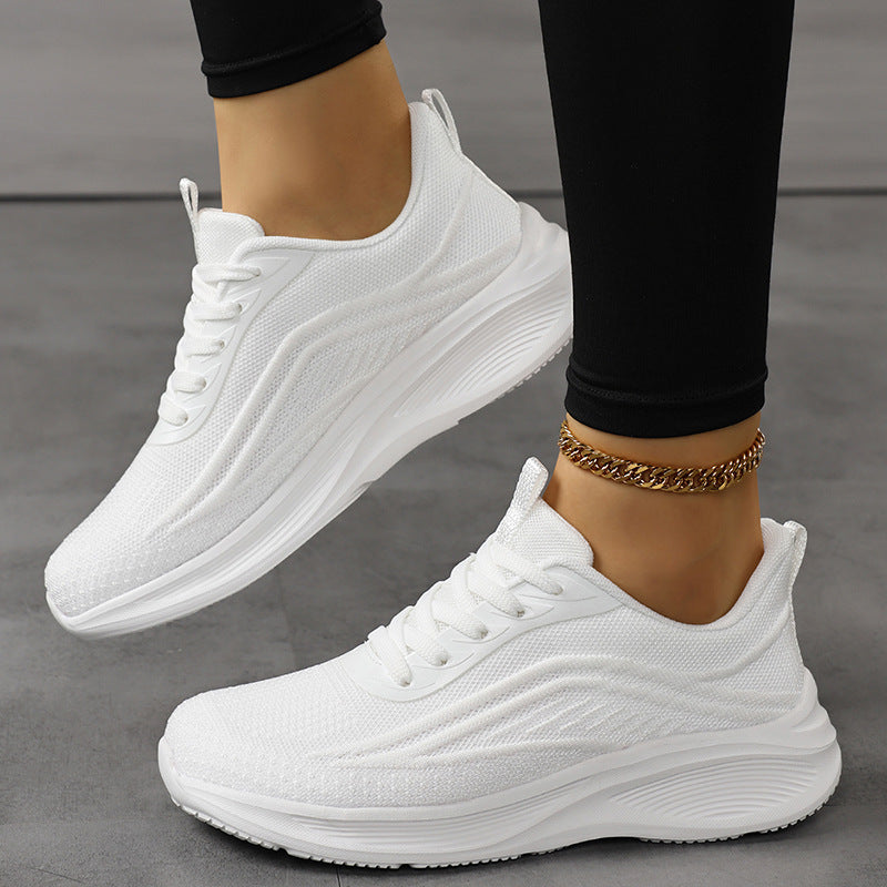 Damen Atmungsaktive Strick-Schnürsneaker mit ergonomischer Wedge-Dämpfung Drune