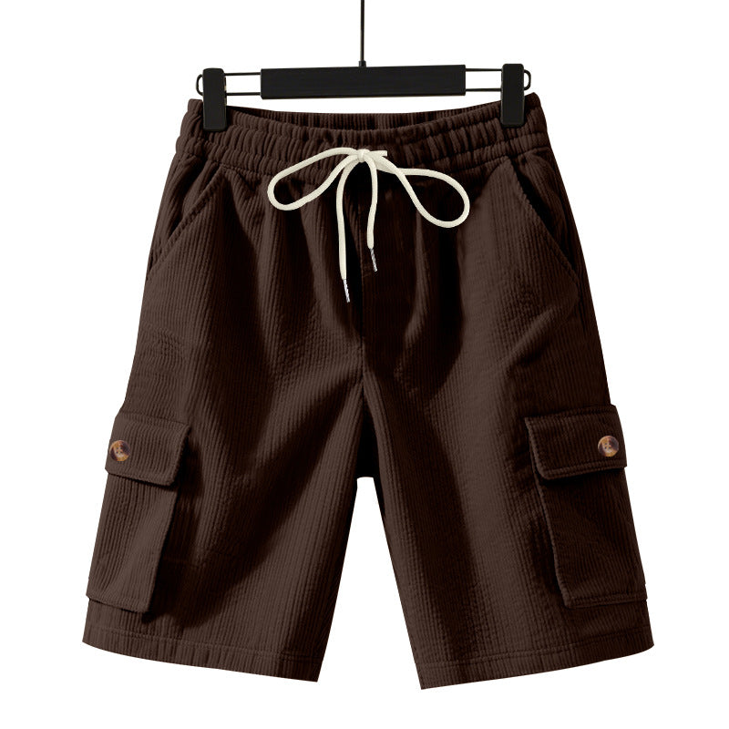 Herren nan Cord-Cargo-Shorts mit elastischem Tunnelzugbund, aufgesetzten Cargotaschen und weichem Baumwollmix Drune