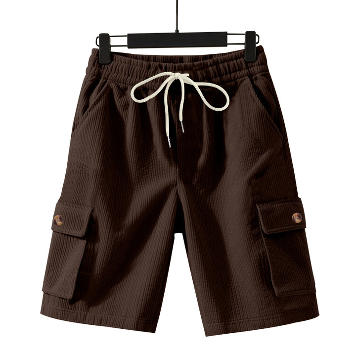 Herren nan Cord-Cargo-Shorts mit elastischem Tunnelzugbund, aufgesetzten Cargotaschen und weichem Baumwollmix Drune