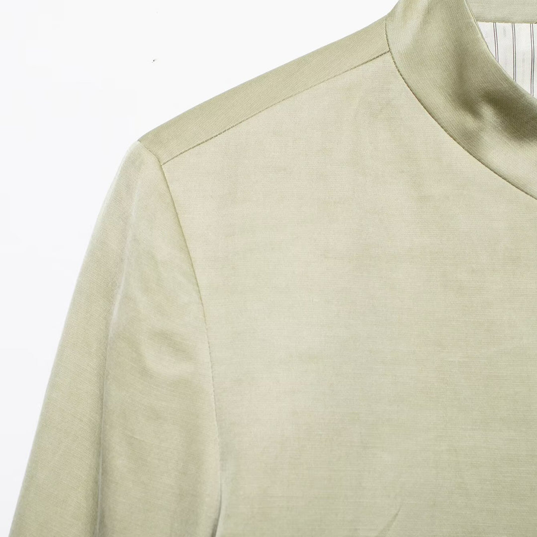 Damen Asymmetrische Jacke mit Stehkragen und Glockenärmeln Drune