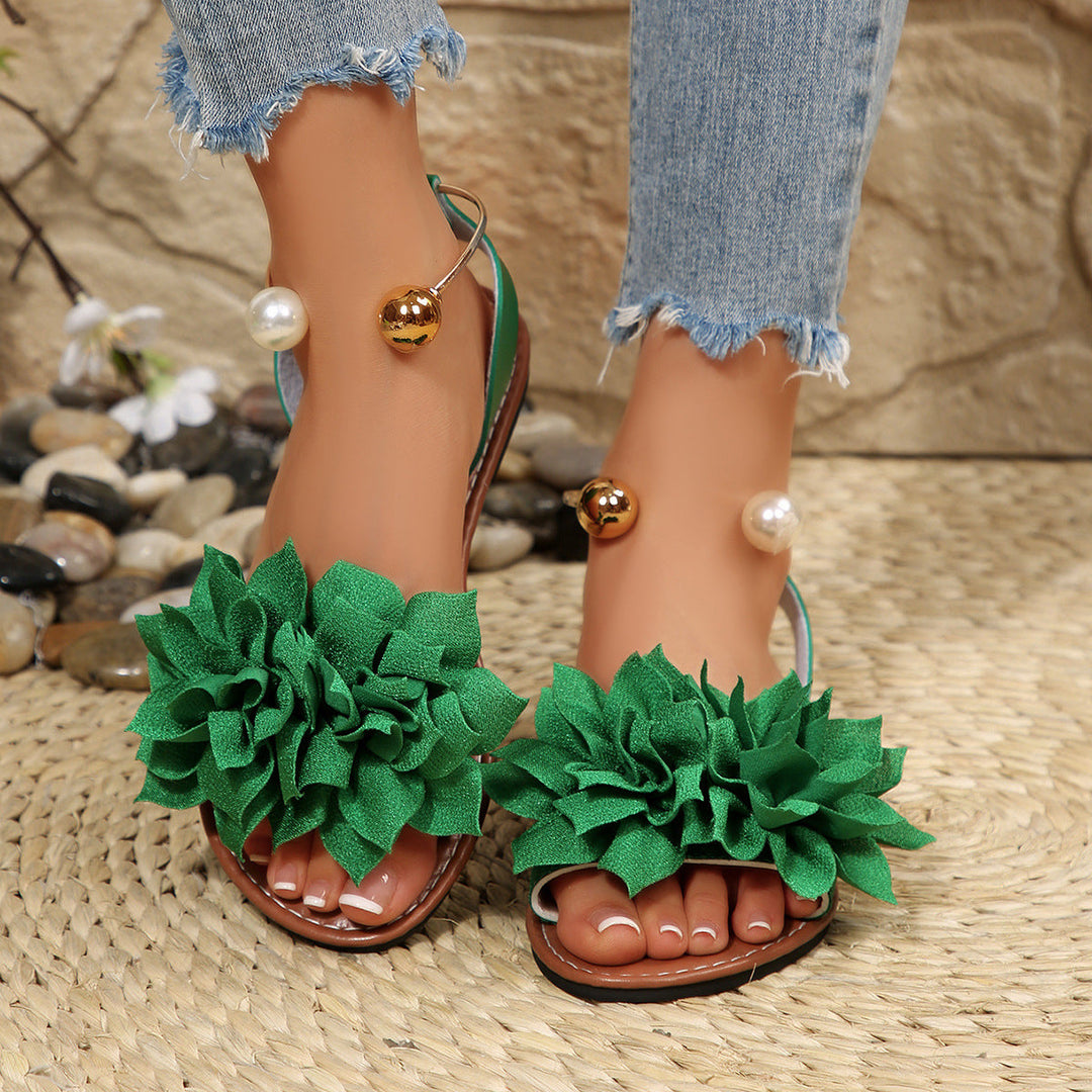 Damen komfortable Sandalen mit dekorativen Blumen-Applikationen Drune
