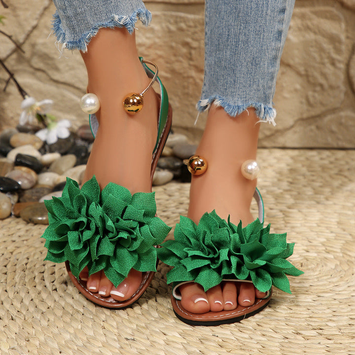 Damen komfortable Sandalen mit dekorativen Blumen-Applikationen Drune