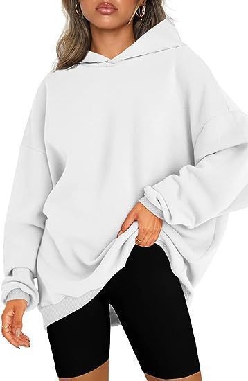 Damen nan Oversize-Kapuzenpullover im Longline-Schnitt mit Raglanärmeln und weichem Innenfutter Drune