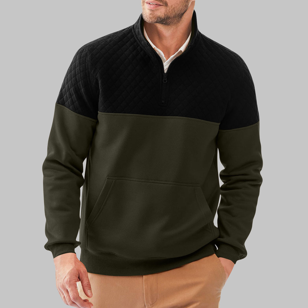 Herren Fleece-Pullover mit Steppdetails und hohem Kragen Drune