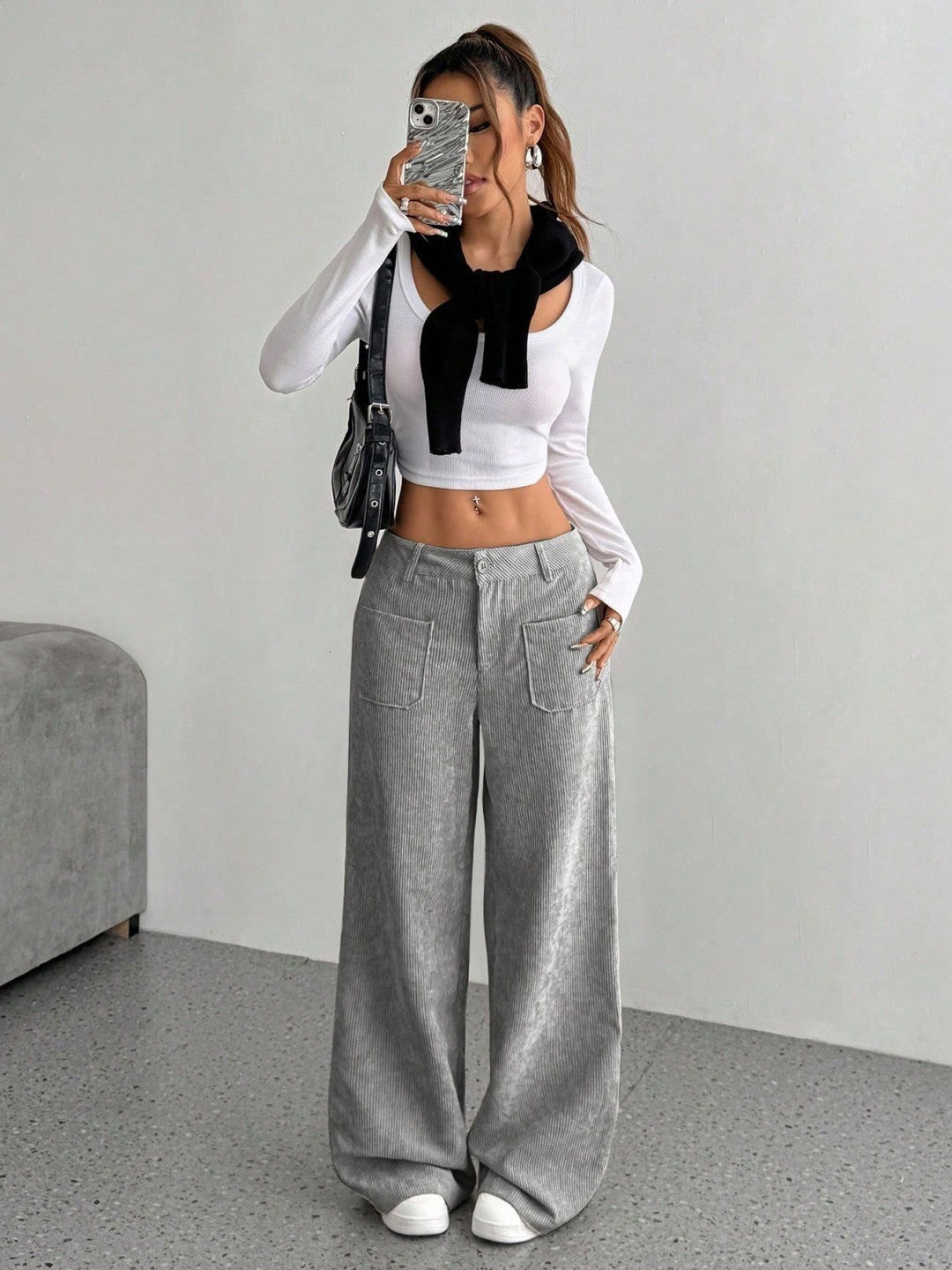 Damen Weite Cordhose Drune