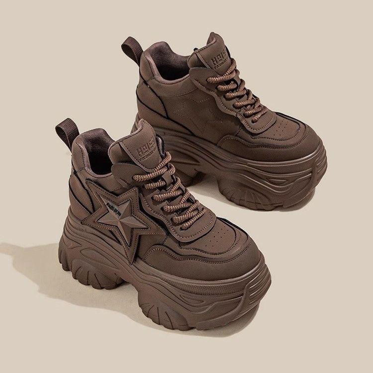 Damen Chunky Sneaker mit modischem Sternen-Design und extragroßer Sohle Drune