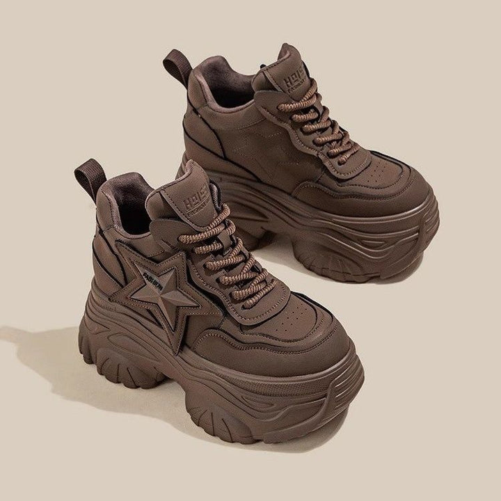 Damen Chunky Sneaker mit modischem Sternen-Design und extragroßer Sohle Drune