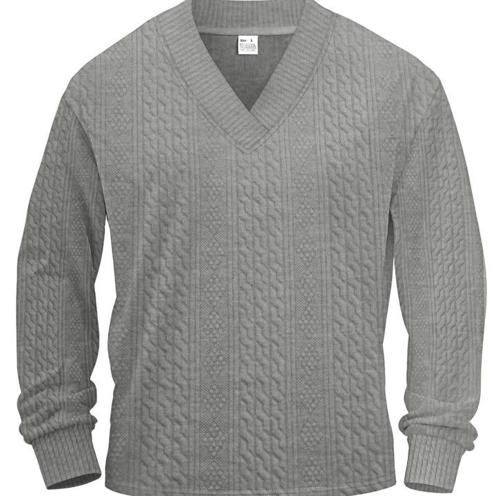Herren nan strukturierter V-Ausschnitt Strickpullover mit Kabel- und Wabenmuster Drune