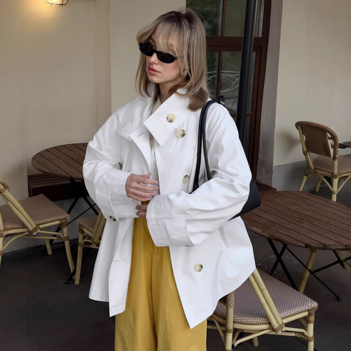 Damen Modischer Oversized-Trenchcoat mit großen Knöpfen Drune