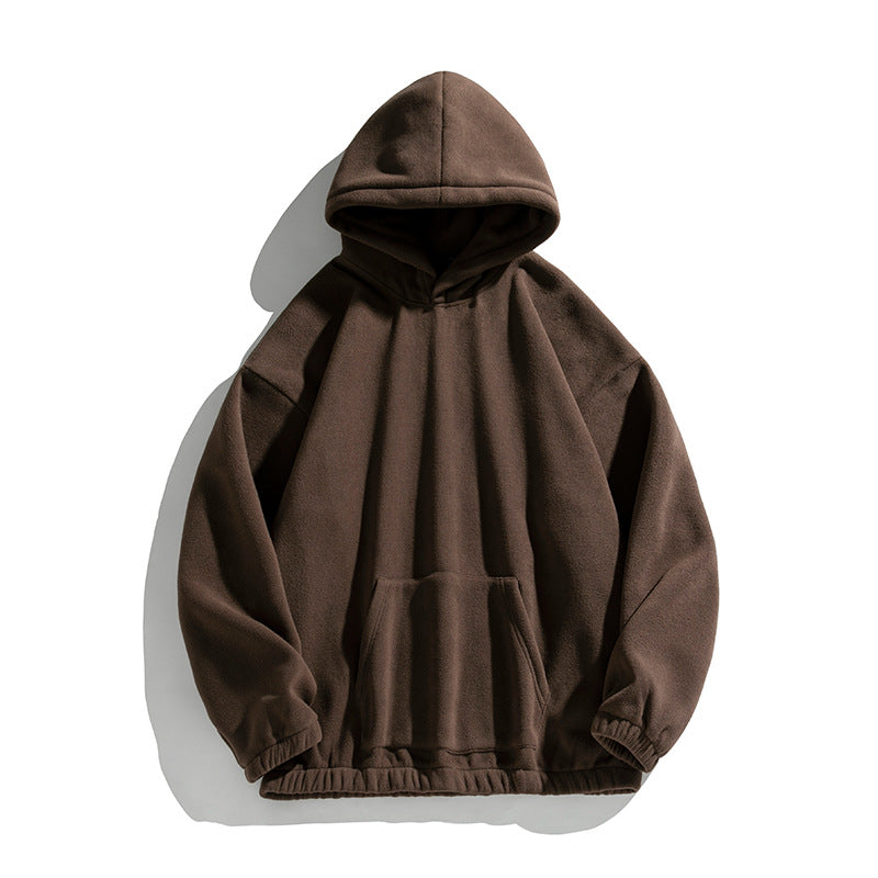 Unisex Oversize Fleece-Hoodie mit elastischem Saum und aufgesetzter Kängurutasche Drune