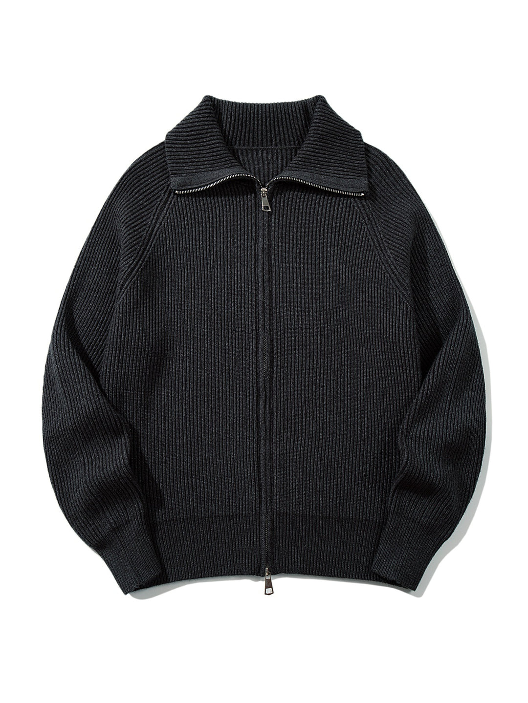 Damen Gerippte Strick‑Zipjacke mit hohem Stehkragen, Raglanärmeln und Boxy‑Schnitt Drune