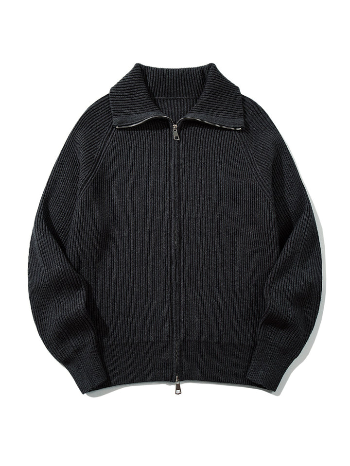 Damen Gerippte Strick‑Zipjacke mit hohem Stehkragen, Raglanärmeln und Boxy‑Schnitt Drune