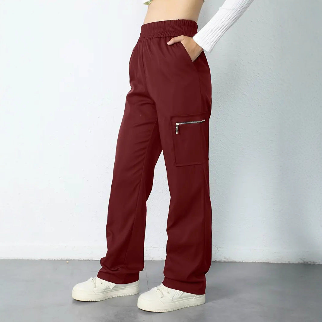 Damen Bequeme Cargo-Hose mit elastischem Bund Drune