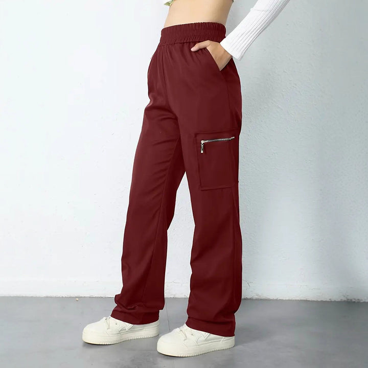 Damen Bequeme Cargo-Hose mit elastischem Bund Drune