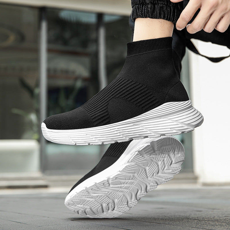 Damen nan nahtloser Strick-Freizeitsneaker mit sockenkragen und stoßdämpfender Profilsohle Drune