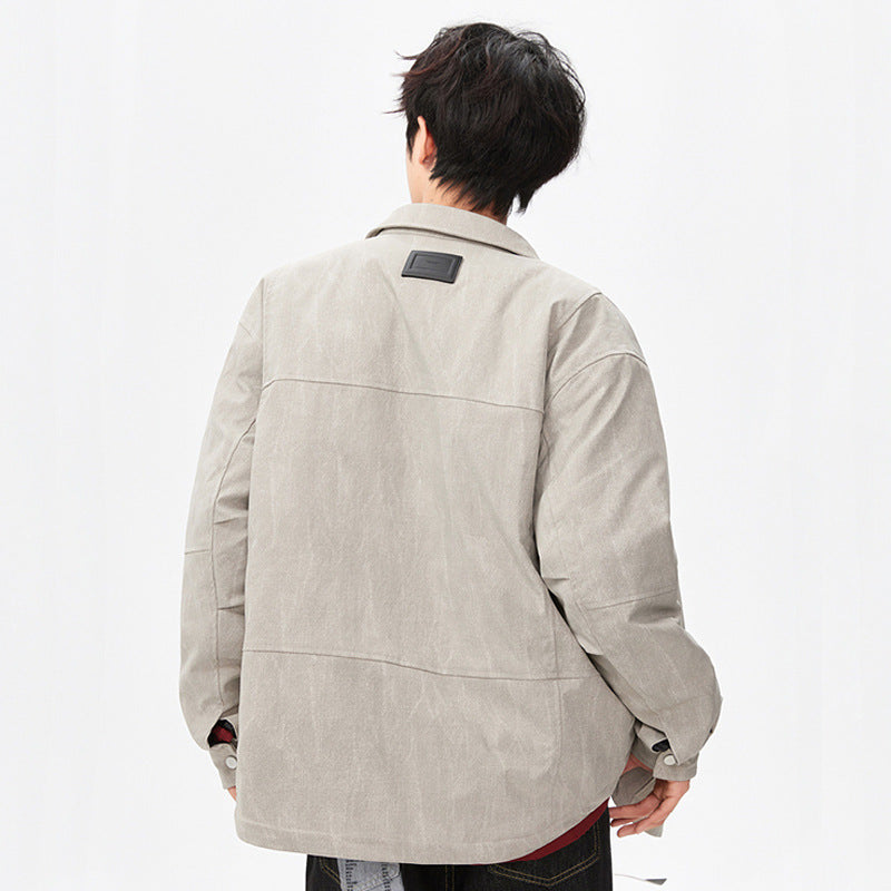 Herren gesteppte, gefütterte Canvas-Utility-Jacke mit Druckknöpfen Drune