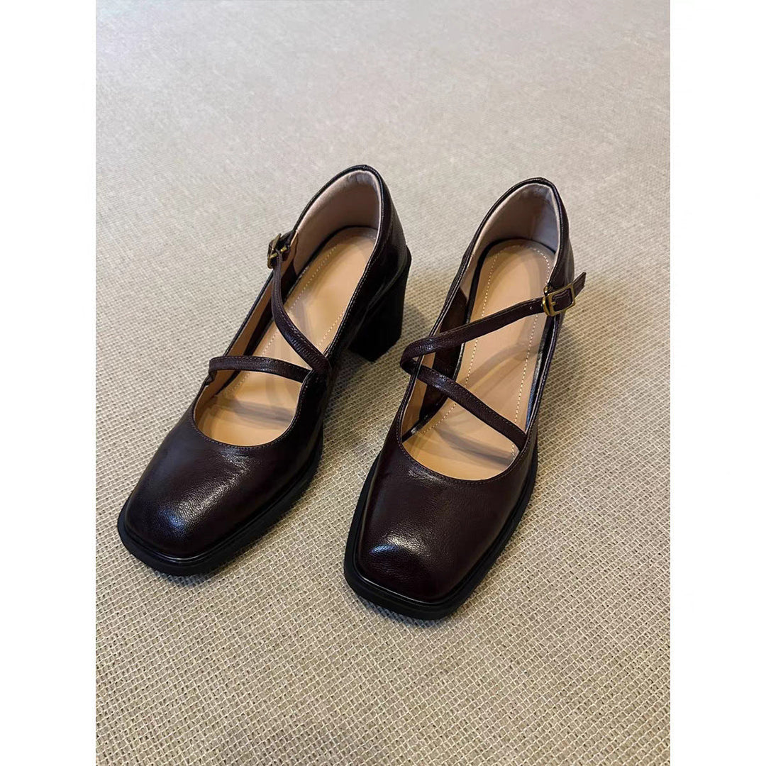Damen elegante Mary Jane Pumps mit modischem Riemchen-Design Drune