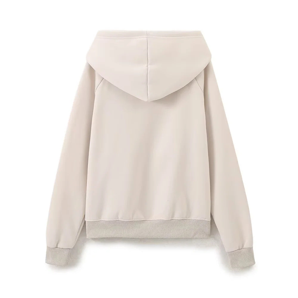 Damen nan lässiger Kapuzenpullover mit Kängurutasche Raglanärmeln und angerauter Innenseite Drune