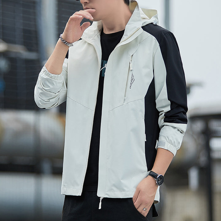 Herren Leichte wind- und wasserabweisende Kapuzenjacke im sportlichen Utility‑Style Drune
