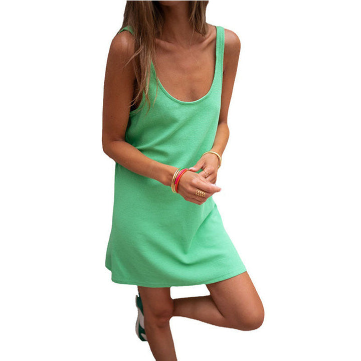 Damen Sommerliches Freizeitkleid mit tiefem Ausschnitt und leichtem Stoff Drune