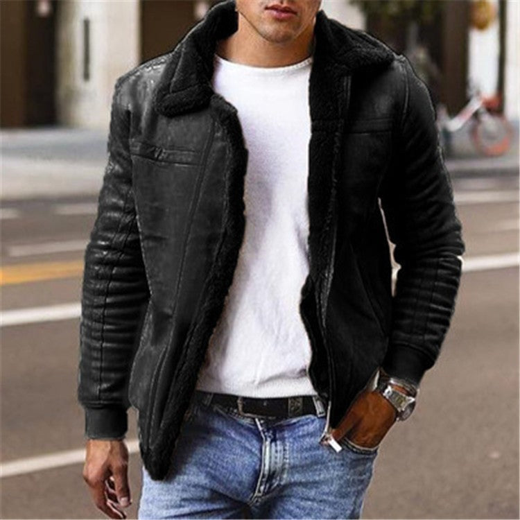 Herren Lammfellgefütterte Lederjacke im modernen Design Drune
