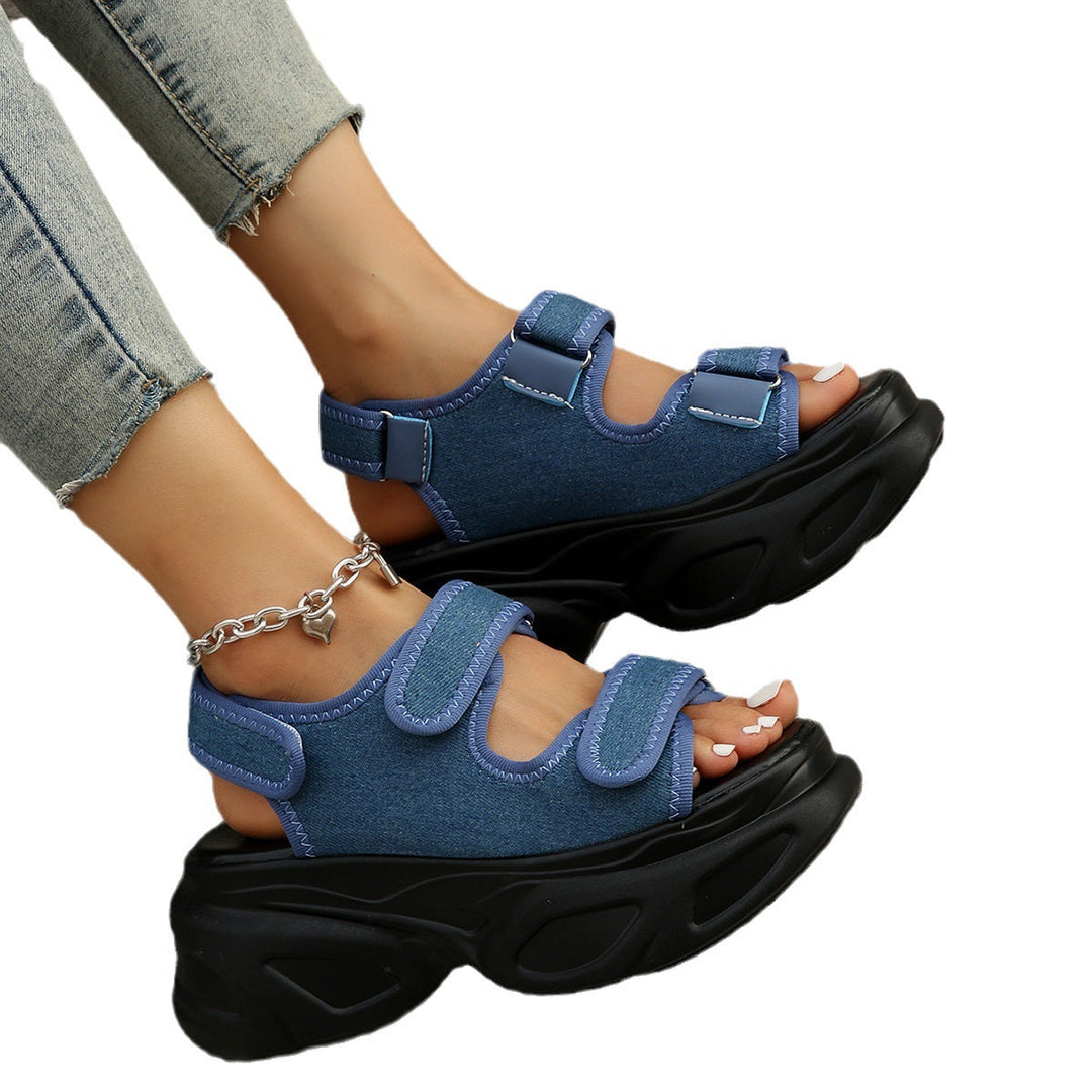 Damen Plateau-Sandalen mit verziertem Riemen und komfortabler Sohle Drune