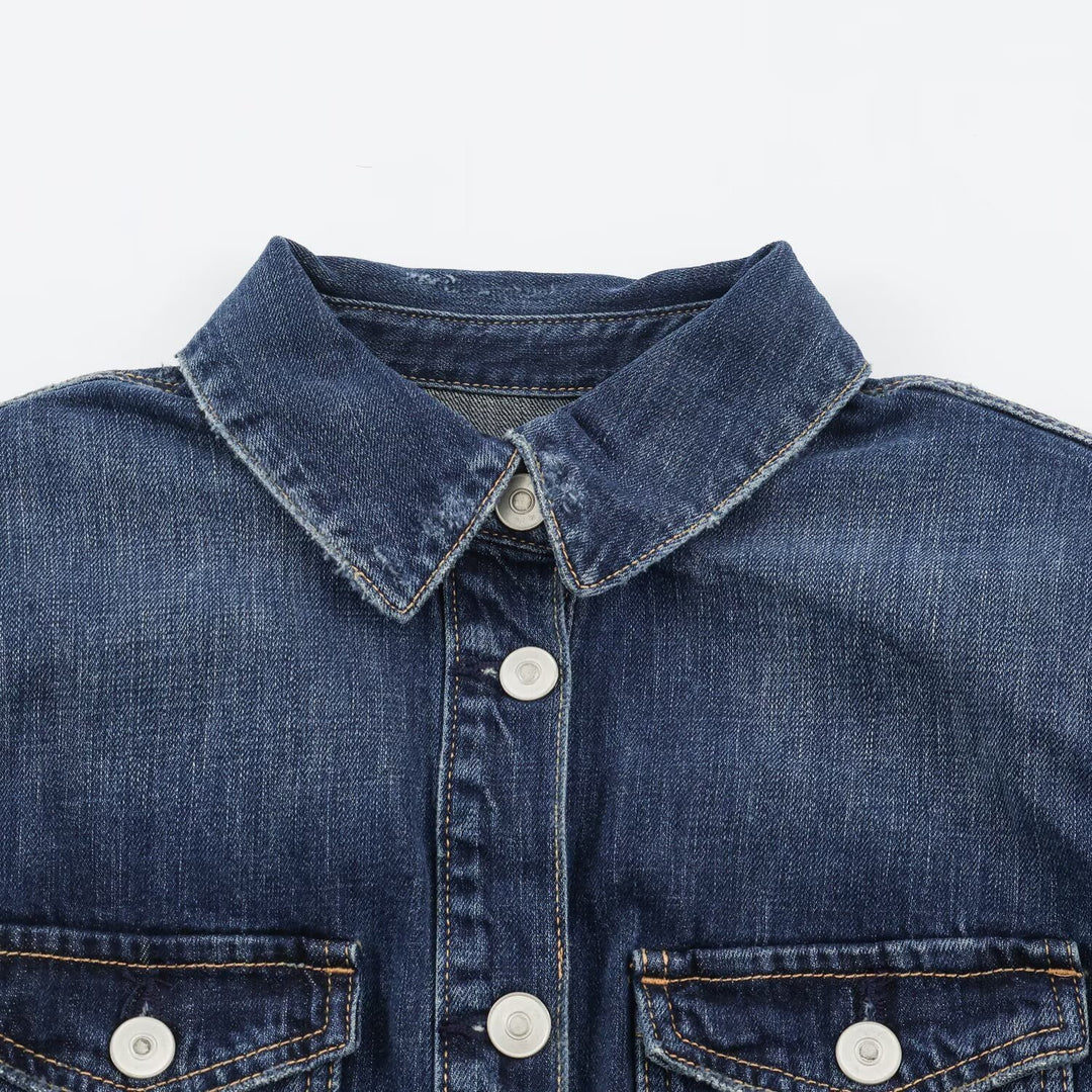 Damen Geradliniges Denim-Hemdkleid mit durchgehender Knopfleiste und Brusttaschen Drune