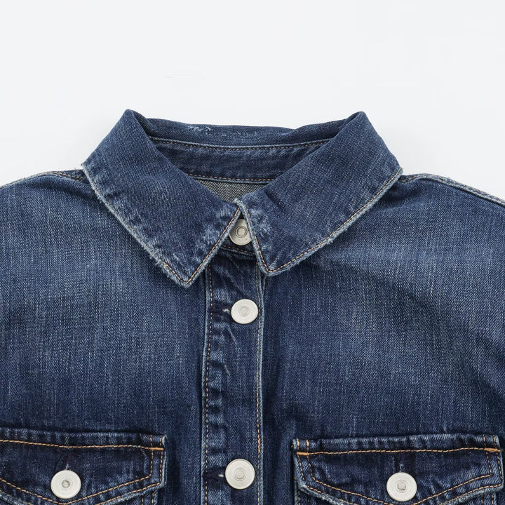 Damen Geradliniges Denim-Hemdkleid mit durchgehender Knopfleiste und Brusttaschen Drune